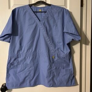 WonderWink Light Blue Scrub Top – V-Neck Utility Pockets – Size 2X